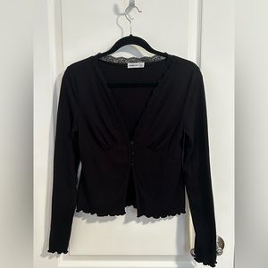 Low Cut Lace Black Top